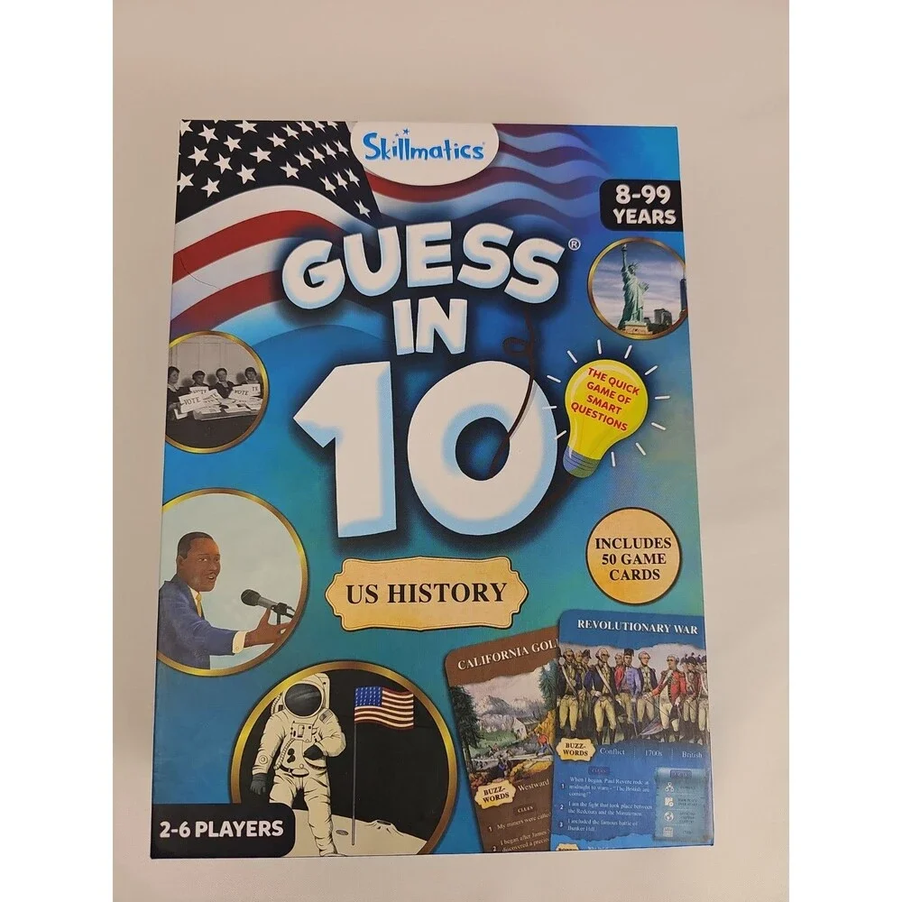 Skillmatics Guess in 10 US History Educational Card Game 2-6 Players Ages 8+